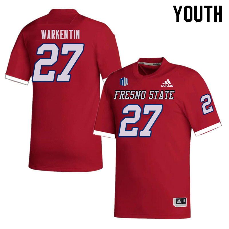 Youth #27 Ryan Warkentin Fresno State Bulldogs College Football Jerseys Sale-Red - Click Image to Close